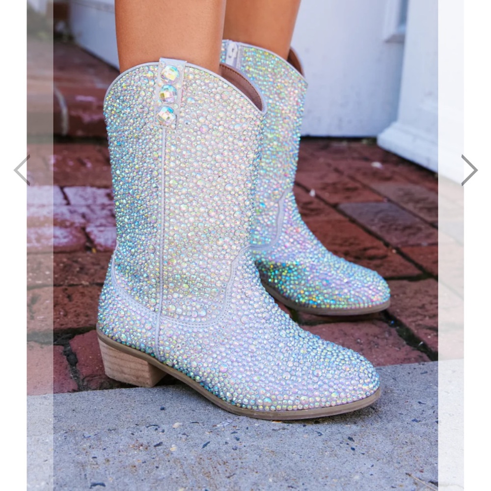 Lola and the Boys Girls Crystal Cowboy Boots Size 5Y